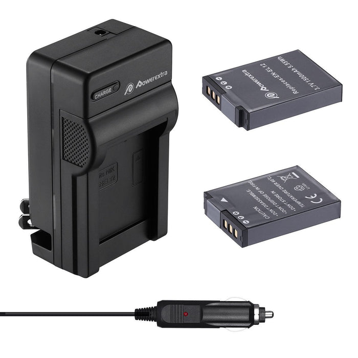 Powerextra EN-EL12 Battery & Charger 2 Pack Compatible with Nikon Coolpix