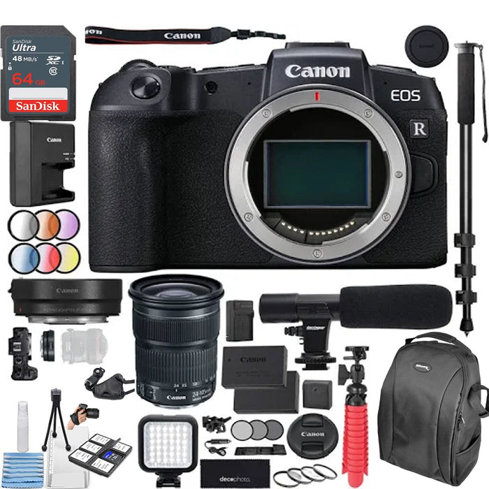 Canon EOS RP Mirrorless Digital Camera with EF-EOS R Adapter & EF 24-105mm F3.5-5.6 is STM Lens Deluxe Bundle