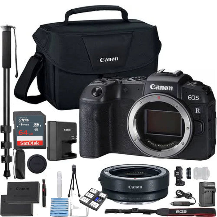 Canon EOS RP Mirrorless Digital Camera (Body Only) with EF-EOS R Lens Adapter | Extra Battery & Case 64GB Kit