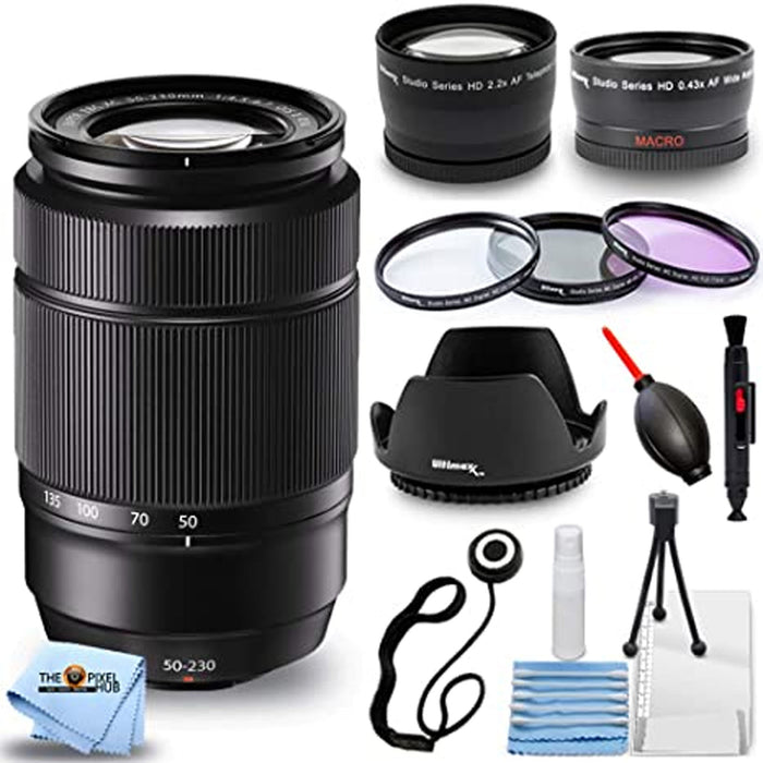 FUJIFILM XC 50-230mm f/4.5-6.7 OIS II Lens (Black) Professional Bundle with Telephoto and Wide Angle Lens & Accessories