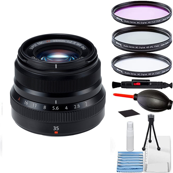 Fujifilm XF 35mm f/2 R WR Lens (Black) With Accessory Bundle