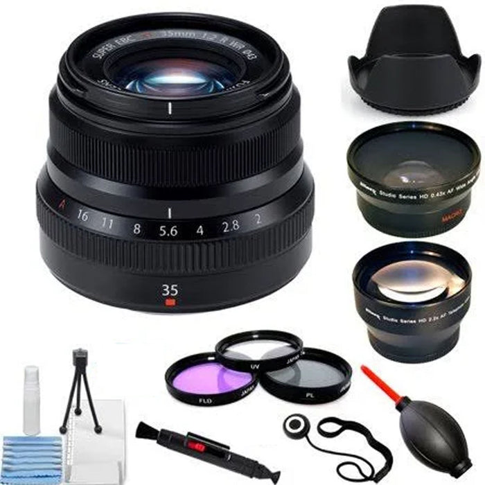 Fujifilm XF 35mm f/2 R WR Lens (Black) Bundle Starter Kit