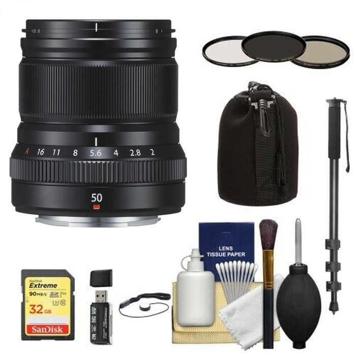 FUJIFILM XF 50mm f/2 R WR Lens (Black) Basic Bundle