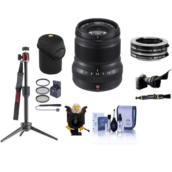 FUJIFILM XF 50mm f/2 R WR Lens (Black) Premium Accessory Bundle