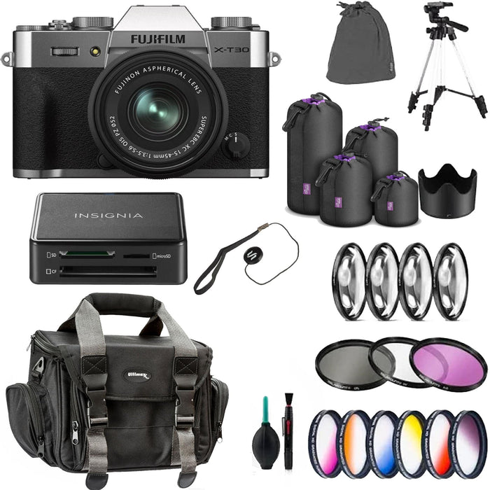FUJIFILM X-T30 II Mirrorless Camera with 15-45mm LensW/ Professional Color Filter Kit & More