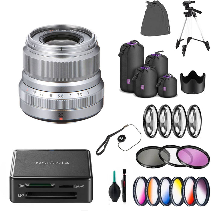 FUJIFILM XF 23mm f/2 R WR Lens (Silver) Filter Kit Includes & More