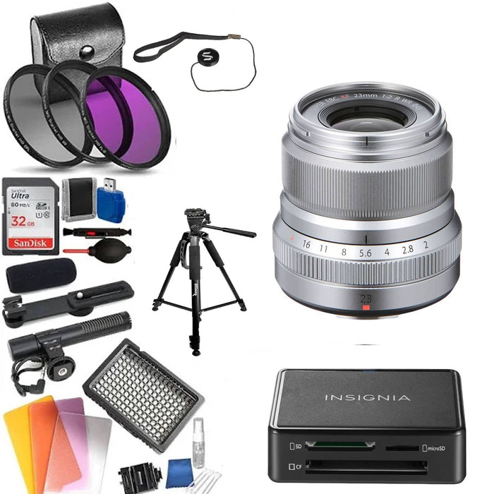 FUJIFILM XF 23mm f/2 R WR Lens (Silver) Deluxe Bundle