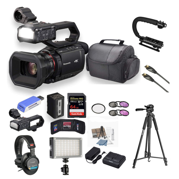 Panasonic HC-X2000 Pro Bundle W/Headphones & More