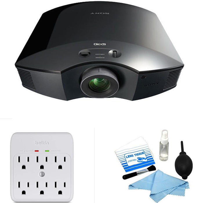 Sony VPL-HW45ES Full HD 3D Home Theater Projector w/ Cleaning Kit & Surge Protector Bundle
