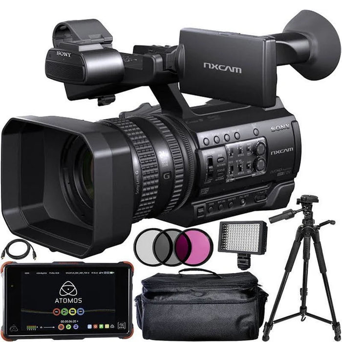 Sony HXR-NX100E/NX200 NXCAM AVCHD Camcorder PAL with Atomos Ninja Flame 7" Accessory Bundle