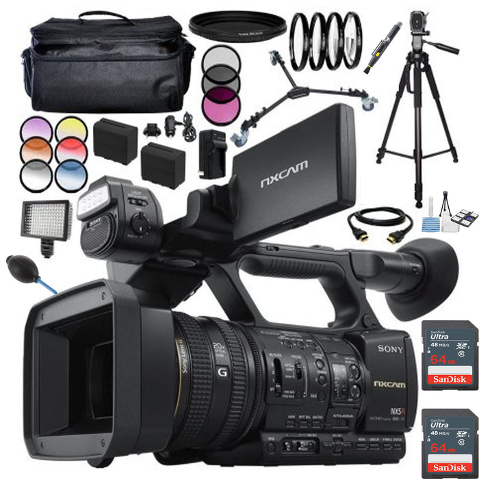 Sony HXR-NX5RE NXCAM Professional Camcorder with Built-In LED Light PAL with 72MM Filters & More Bundle