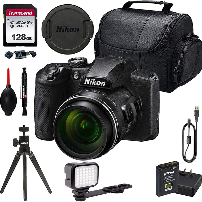 Nikon COOLPIX B600 Digital Camera (Black) with 128GB Memory Card | Nikon Tripod & More