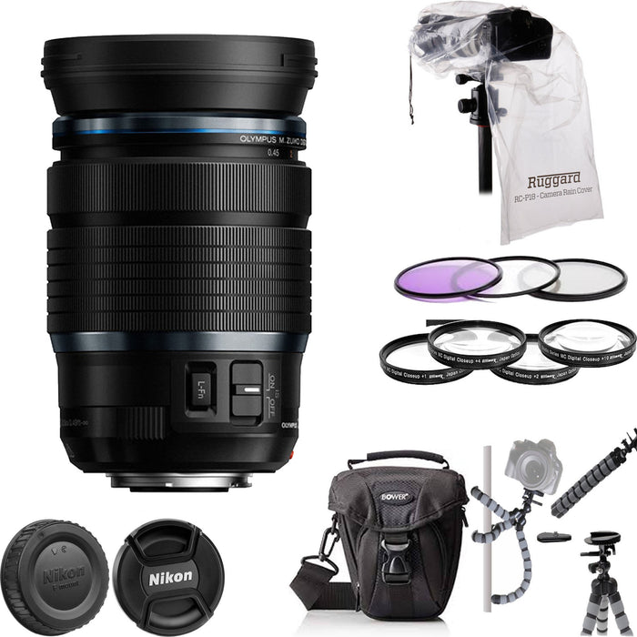 Olympus M.Zuiko Digital ED 12-100mm f/4 IS PRO Lens with Rain Protection | Filter Kits | Case & Spider Tripod Bundle