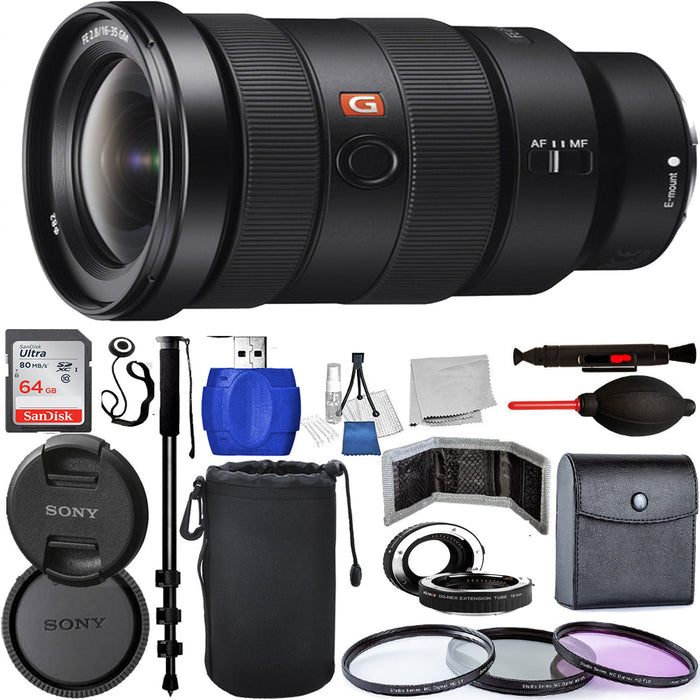 Sony FE 16-35mm f/2.8 GM Lens with Sandisk 64GB | Extension Tube Set & More Bundle