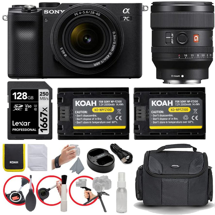 Sony Alpha a7C Mirrorless Digital Camera with 28-60mm Lens & and FE 24mm F/1.4 Lens (Black) Accessories Starter Bundle