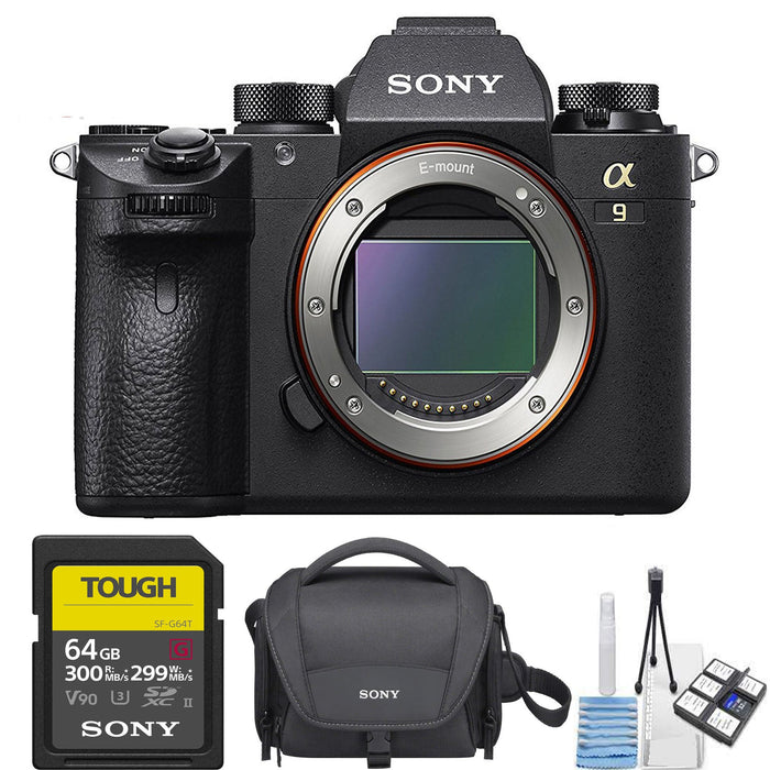 Sony Alpha a9 Mirrorless Digital Camera (Body Only) with Sony Tough 64Gb | Sony Carrying Case & Deluxe Cleaning Kit