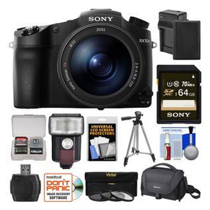 Sony Cyber-Shot DSC-RX10 III 4K Wi-Fi Digital Camera with 64GB Card + Battery & Charger + Case + Tripod + 3 Filters + Flash & LED Light + Kit