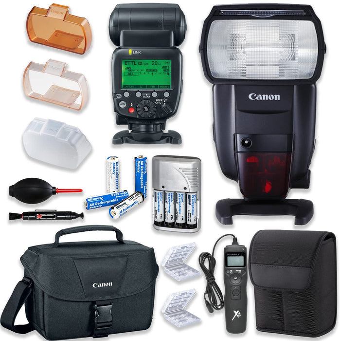 Canon Speedlite 600EX II-RT Flash with Canon Speedlite Case + Canon Shoulder Bag + Universal Timer Remote| 4 High Capacity AA Rechargeable Batteries & Charger| Accessory Bundle