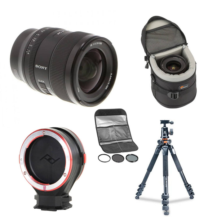 Sony FE 24mm f/1.4 GM Lens Digital Filter Kit, Lens Cap, Tripod & Lens Changing Kit Adapter V2