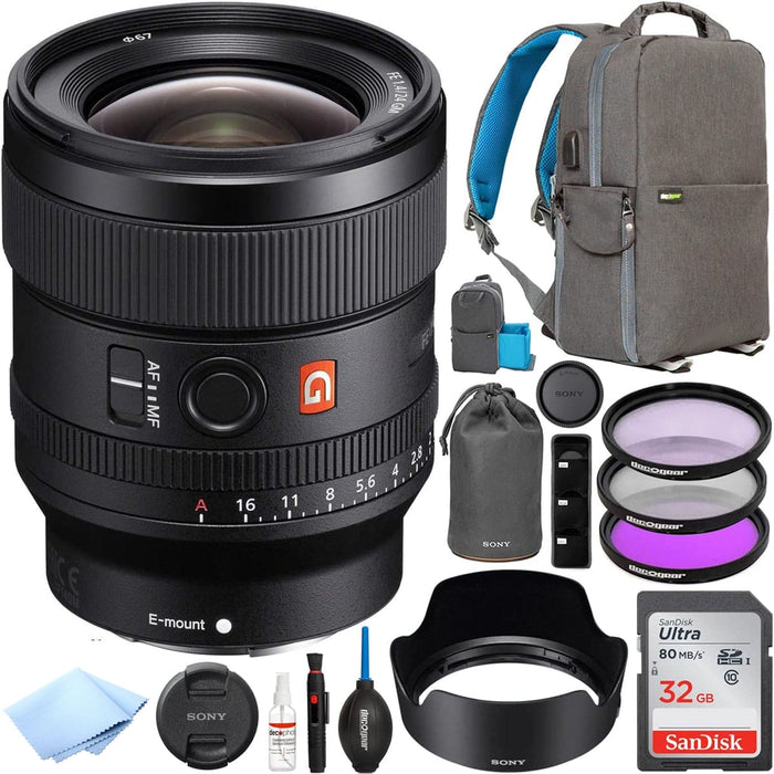 Sony FE 24mm f/1.4 GM Lens with Photography Backpack, Filter Kit & SD Card