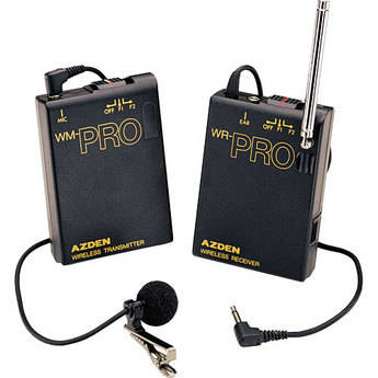 Azden WLX-PRO Camera Mountable VHF Wireless Lavalier System w/WR-PRO Receiver & WLT-PRO Body Pack Transmitter/Lavalier Mic