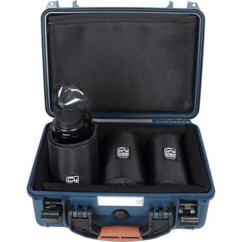 Porta Brace Hard Case with Three 7" Lens Cups for DSLRs or Small Equipment and Accessories (Blue)