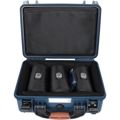 Porta Brace Hard Case with Three 7" Lens Cups for DSLRs or Small Equipment and Accessories (Blue)