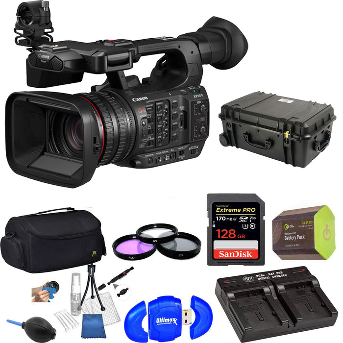 Canon XF605 UHD 4K HDR Pro Camcorder With Hard Case & More