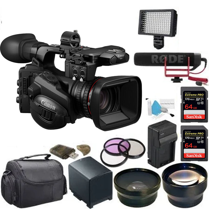 Canon XF605 UHD 4K HDR Pro Camcorder W/ Rode Mic & More