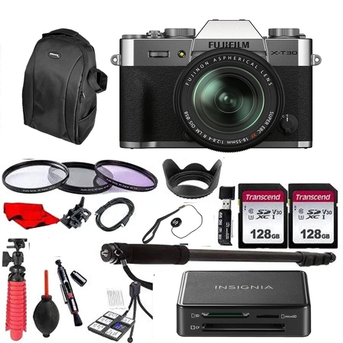 FUJIFILM X-T30 II Mirrorless Camera with 18-55mm Lens With 2x 128 GB Memory Card & More