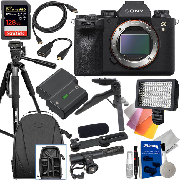 Sony Alpha a9 II Mirrorless Digital Camera (Body Only) with Essential Accessory Bundle - Includes: SanDisk Extreme Pro 128GB SDXC, Replacement NP-FZ100 Battery, Lightweight 60 Tripod & Much More