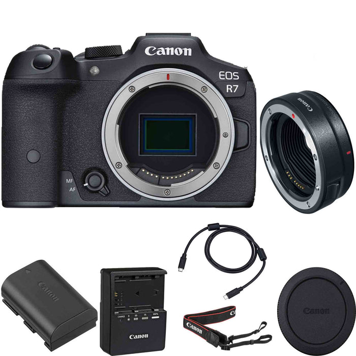 Canon EOS R7 Mirrorless Digital Camera (Body Only) with Mount Adapter EF-EOS R