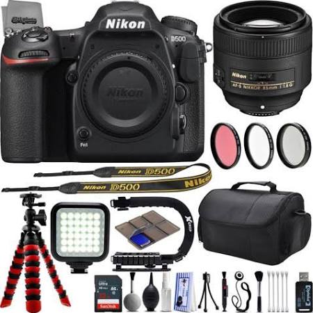 Nikon D500 DSLR Camera-Built in Wi-Fi & GPS Ready 10 FPS with Nikon AF-S 85mm f/1.8G Portrait Lens - 64GB SD