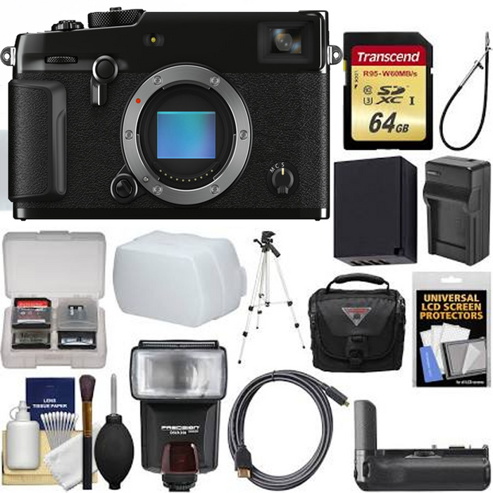 Fujifilm X-Pro3 Mirrorless Digital Camera (Black, Body Only) + 64GB Card + Case + Flash + Diffuser + Battery & Charger + Tripod + Kit