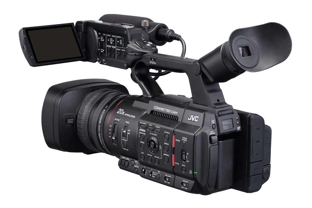JVC GY-HC550 HandheldConnected Cam1" 4K Broadcast Camcorder with 72'' Tripod, Headphones, Camcorder Bag, 32GB Sandisk ExtremePro Bundle