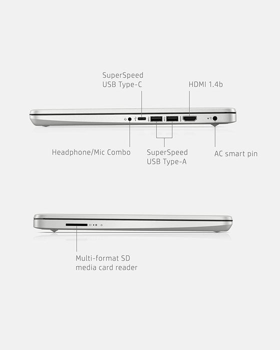 HP 14 Laptop, AMD Ryzen 5 5500U, 8 GB RAM, 256 GB SSD Storage, 14-inch Full HD Display, Windows 11 Home, Thin & Portable, Micro-edge & Anti-glare Screen, Silver (14-fq1025nr, 2021) - NJ Accessory/Buy Direct & Save