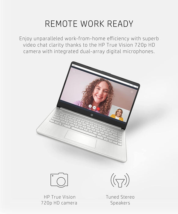 HP 14 Laptop, AMD Ryzen 5 5500U, 8 GB RAM, 256 GB SSD Storage, 14-inch Full HD Display, Windows 11 Home, Thin & Portable, Micro-edge & Anti-glare Screen, Silver (14-fq1025nr, 2021) - NJ Accessory/Buy Direct & Save
