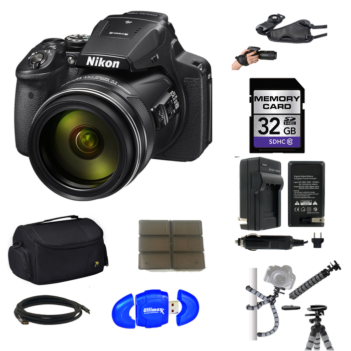 Nikon Coolpix P900/950 Camera with 32GB Card Case Battery Charger & Tripod Kit