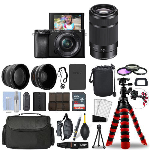 Sony Alpha a6100 Camera Silver + 16-50mm + 55-210mm 32GB Multi Lens Bundle