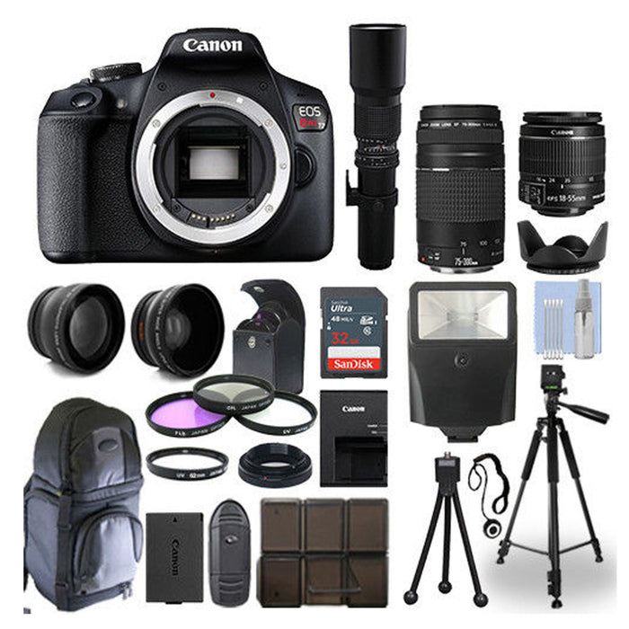 Canon EOS Rebel T7/2000D DSLR Camera with 18-55mm Lens | 75-300mm | 500mm & More USA