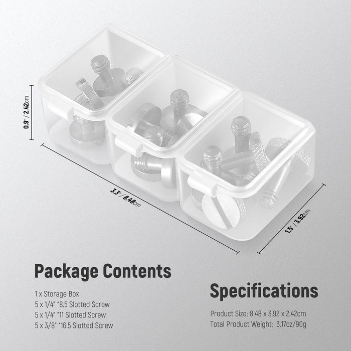 NEEWER UA026 15-Piece 1/4" Camera Screws with Storage Cases