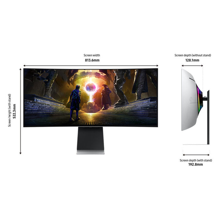 Samsung Odyssey QD-OLED G8 G85SD 34" 1440p HDR 175 Hz Ultrawide Curved Gaming Monitor (Silver)