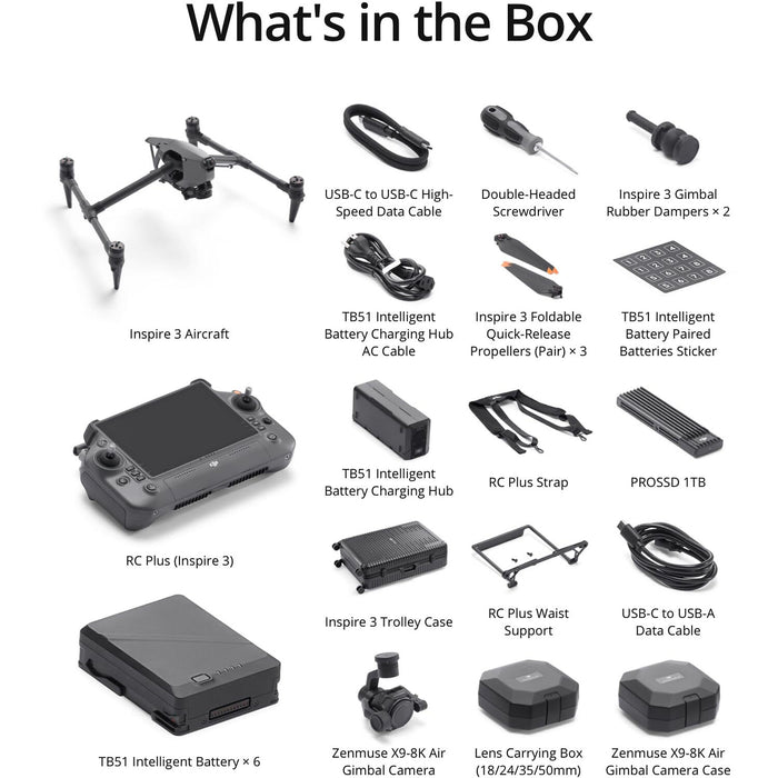 DJI Inspire 3 Professional 8K Full-Frame Cinema Drone with RC Plus Controller