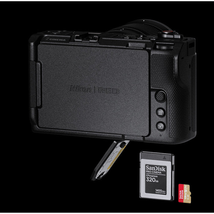 Nikon ZR RED Z 6K Full-Frame Cinema Camera Kit| 4" DCI-P3 Monitor + Sony 128GB SF-M memory Card & 50mm Prime Lens + More