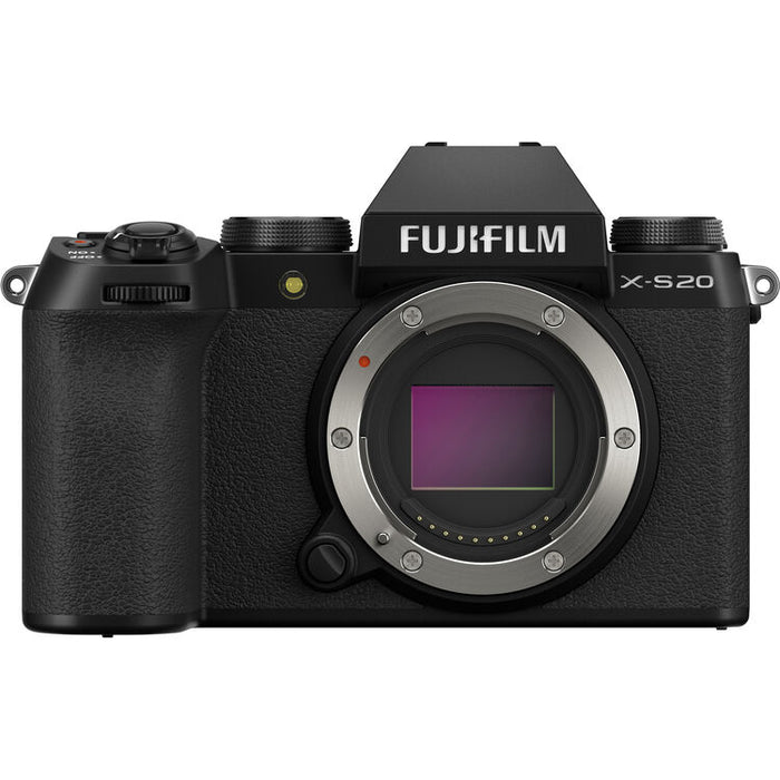 Fujifilm X-S20 Mirrorless Camera with XC 15-45mm f/3.5-5.6 OIS PZ Lens, Bundle with 2x 256GB Memory Card and Battery, 52mm Filter Kit and Shoulder Bag + More