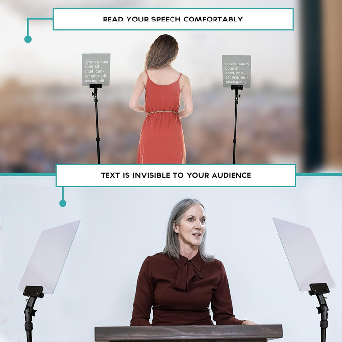 TELEPROMPTER Pad iPresent Pro Portable Presidential Prompter for iPad Tablet or Monitor - Includes Remote, Case and App - Stage Teleprompter for Presentations - Prompter for Live Speech - NJ Accessory/Buy Direct & Save