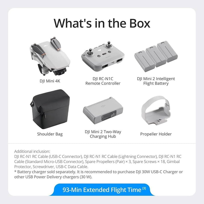 DJI Mini 4K Fly More Combo Camera Drone(3 Battery) DJI RC-N1C Remote Controller
