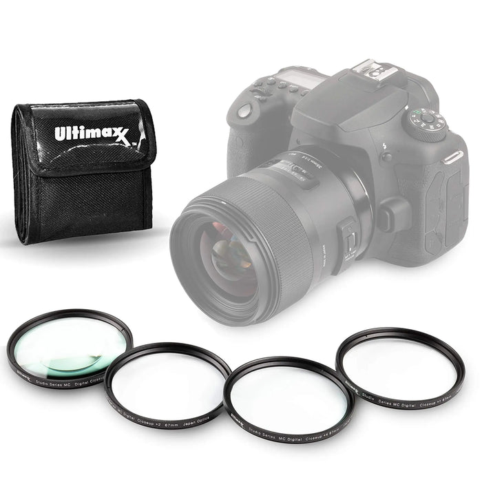 46MM Ultimaxx Professional Four Piece HD Macro Close-up Filter Kit (1, 2, 4, 10 Diopter Filters) for Camera Lens with 46MM Filter Thread and Protective Filter Pouch