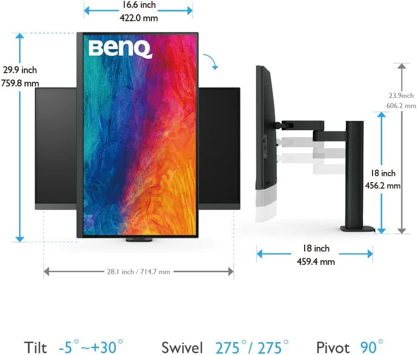 BenQ PD3205UA Ergo Arm Mac-Ready 32" 4K UHD | 99% Rec.709 & sRGB | IPS | Built-In Ergo Mount | ICCSync | Uniformity | Delta E≤3 | CAQCOLOR | Pantone | USB-Hub | USB-C (90W) (Renewed)