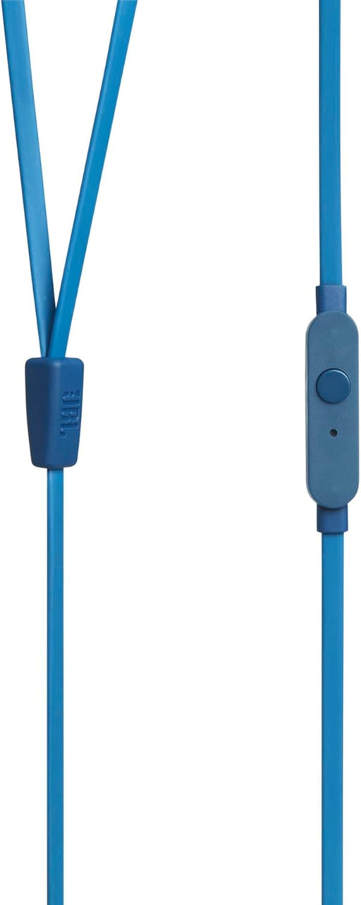 JBL Tune 110 - in-Ear Headphones with JBL Pure Bass Sound, 1-Button Remote, Microphone and Tangle-Free Flat Cable (Blue)